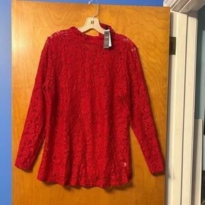 NWT Lane Bryant Red Lace Blouse